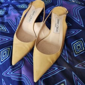 Jimmy Choo Pointed Toe Sling Back 1" Pump Shoe